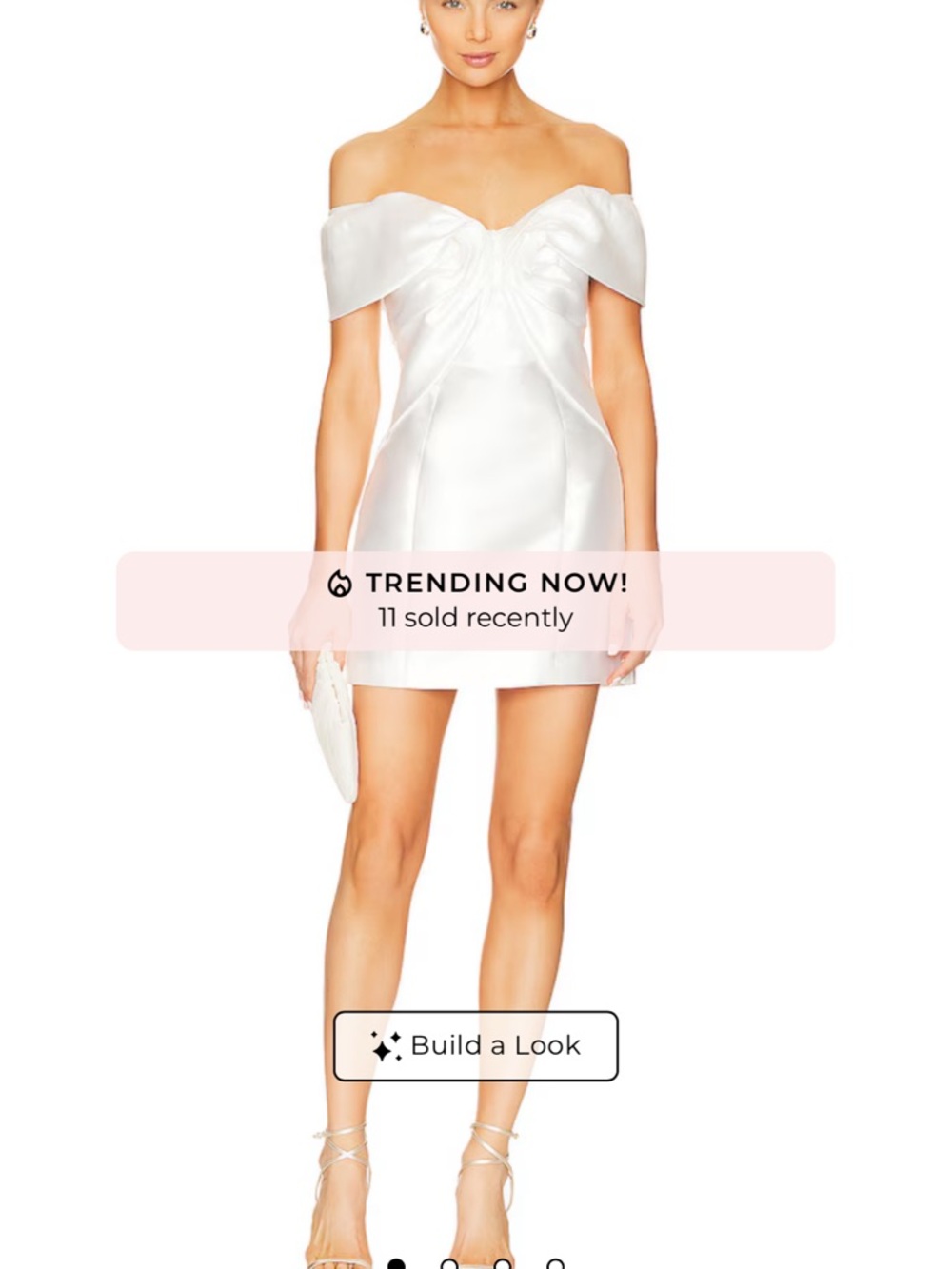 Off-Shoulder White Satin Mini Dress - Picture 10 of 16